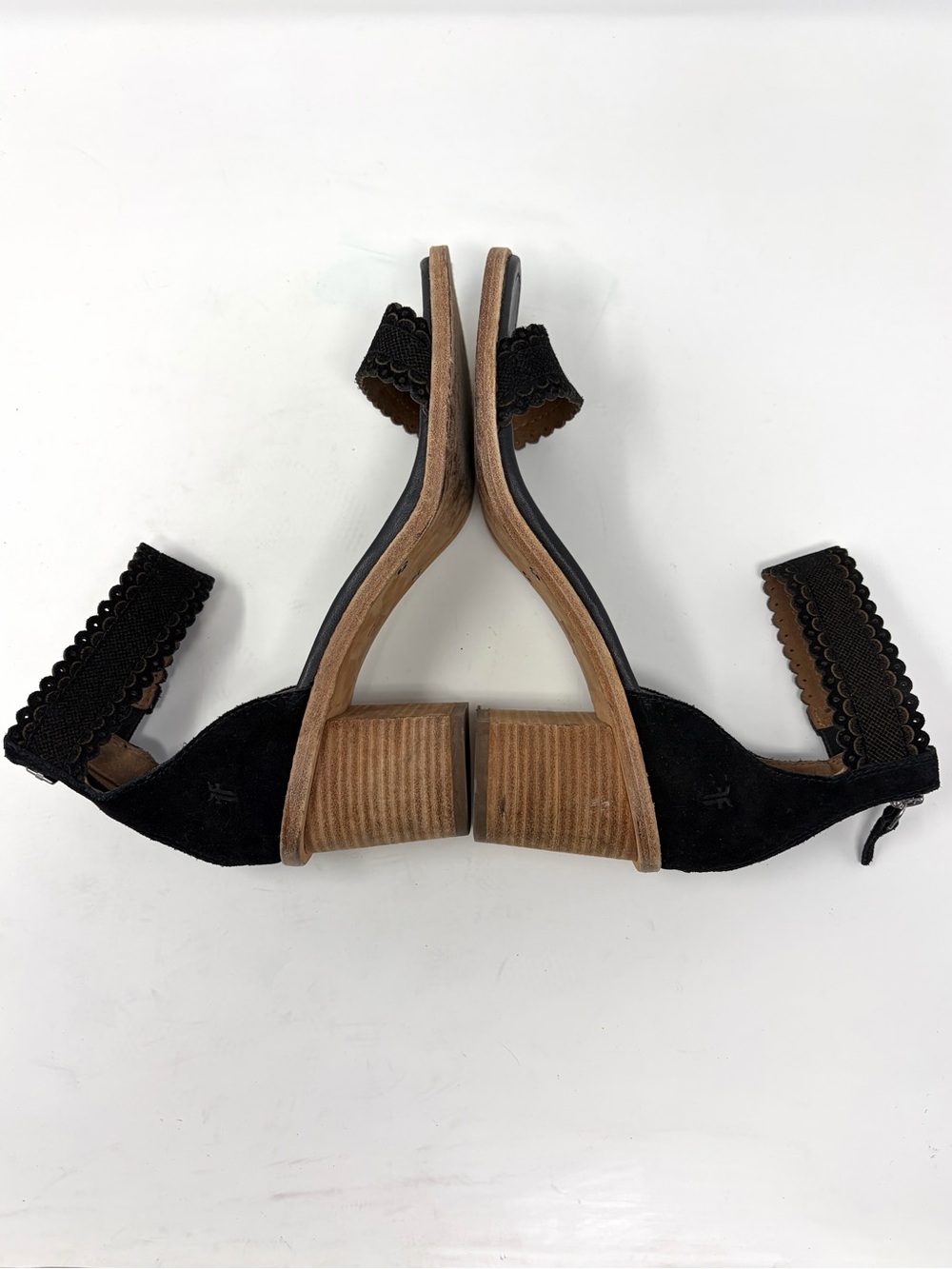 Frye Brielle Scallop Leather Back-Zip Sandals 8.5 - Picture 6 of 9